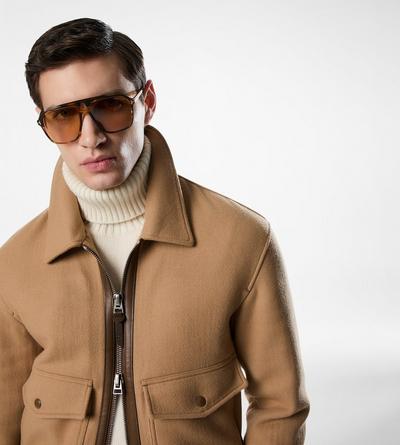 DOUBLE SPLITTABLE SHEARLING COLLAR BLOUSON image number 1