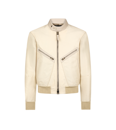 WOOL SILK FAILLE RACER BOMBER image number 0
