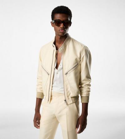 WOOL SILK FAILLE RACER BOMBER image number 1