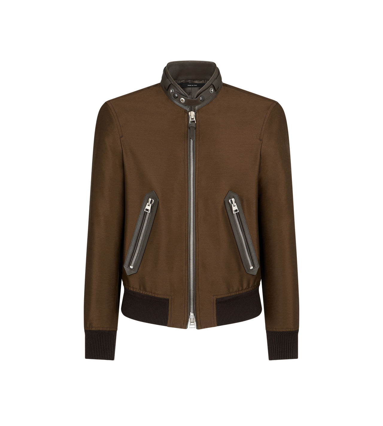 WOOL SILK FAILLE BIKER JACKET image number 0