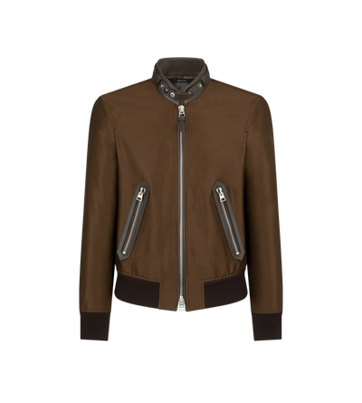 WOOL SILK FAILLE BIKER JACKET image number 0