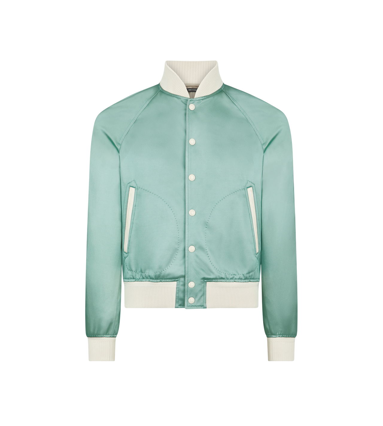 SHINY RAYON SATIN BOMBER WITH CONTRAST PIPING image number 0