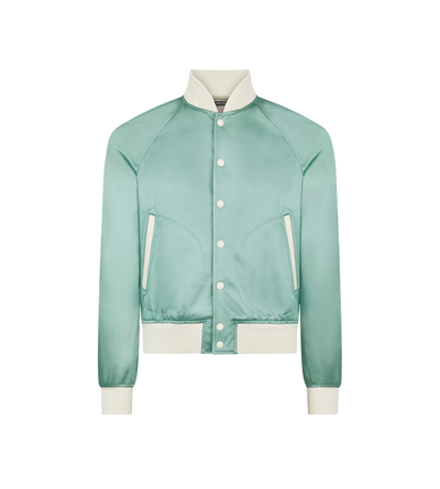 SHINY RAYON SATIN BOMBER WITH CONTRAST PIPING image number 0