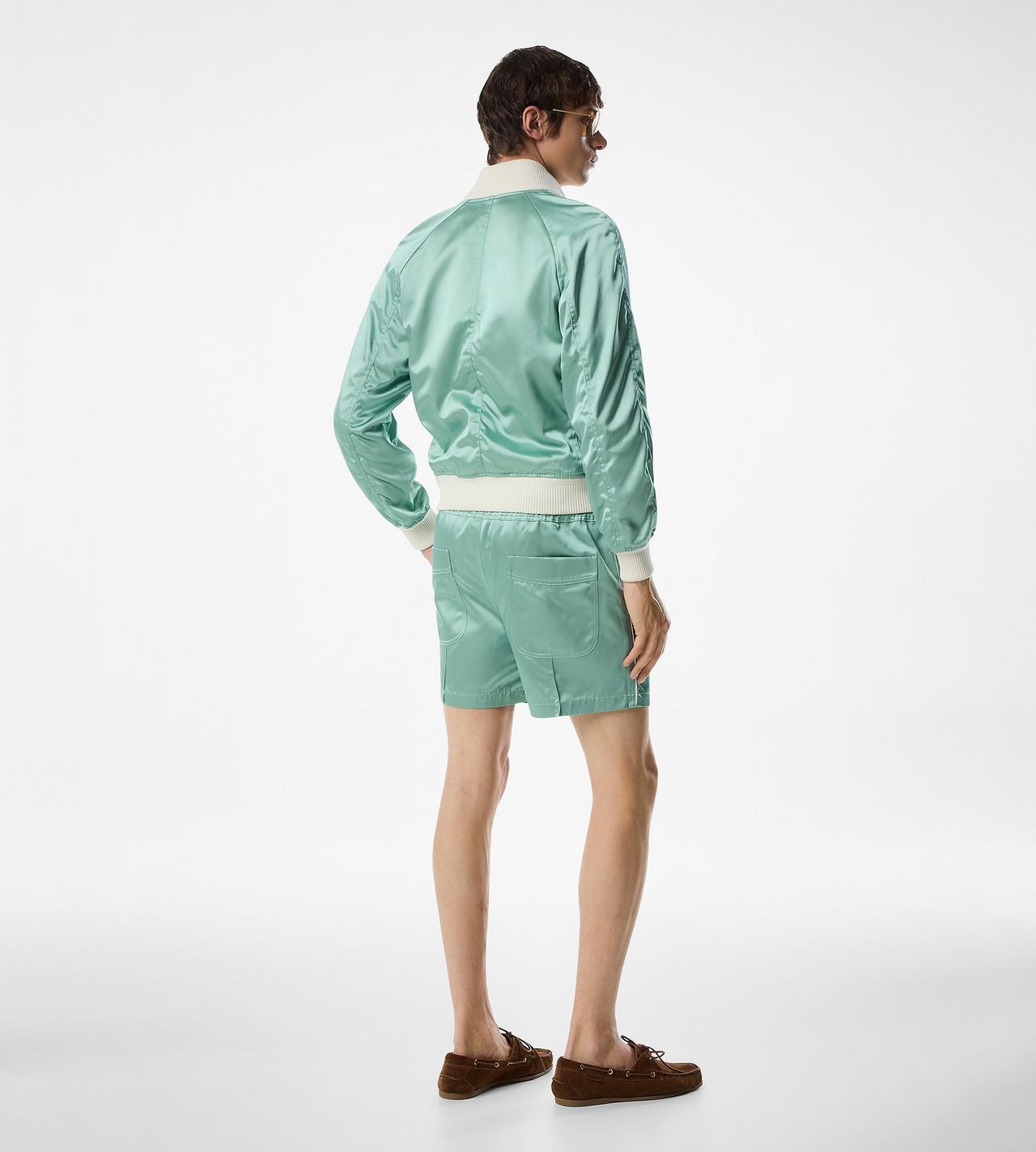 SHINY RAYON SATIN BOMBER WITH CONTRAST PIPING image number 2