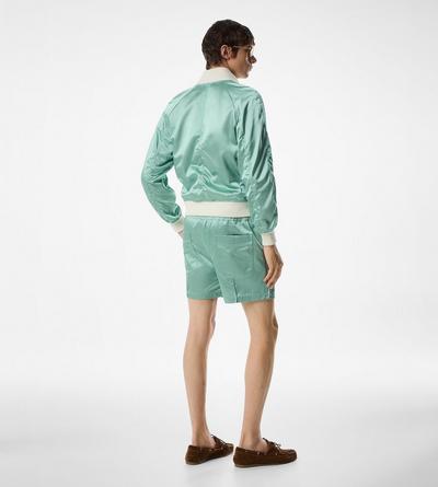 SHINY RAYON SATIN BOMBER WITH CONTRAST PIPING image number 2