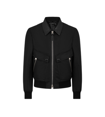 NYLON LEATHER COLLAR BOMBER image number 0