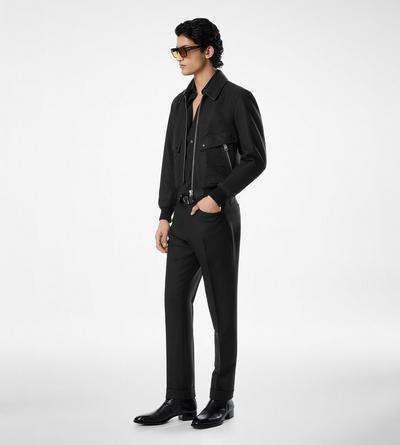 NYLON LEATHER COLLAR BOMBER image number 1