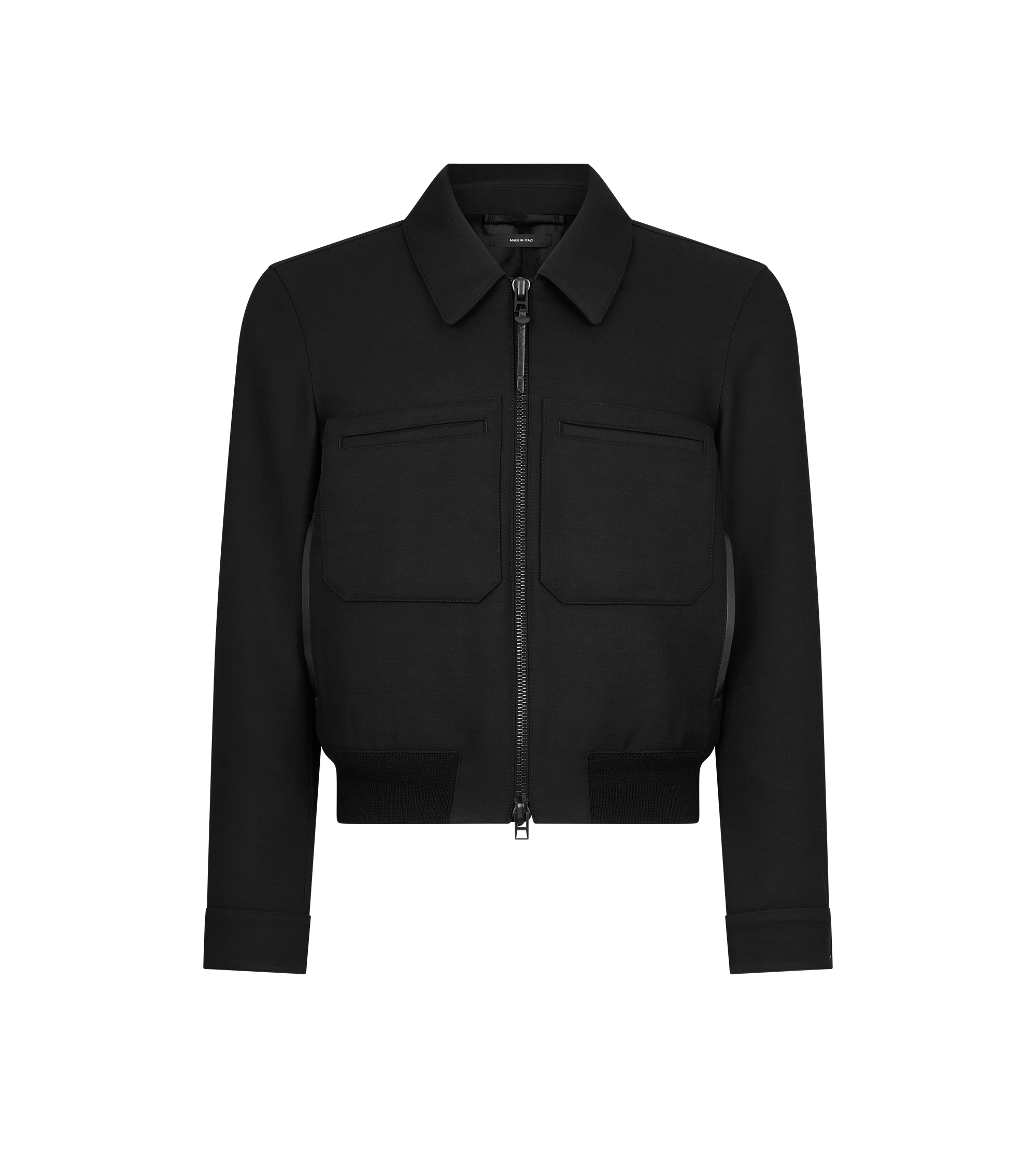 LACQUERED WOOL TRICOTINE BATTLE JACKET