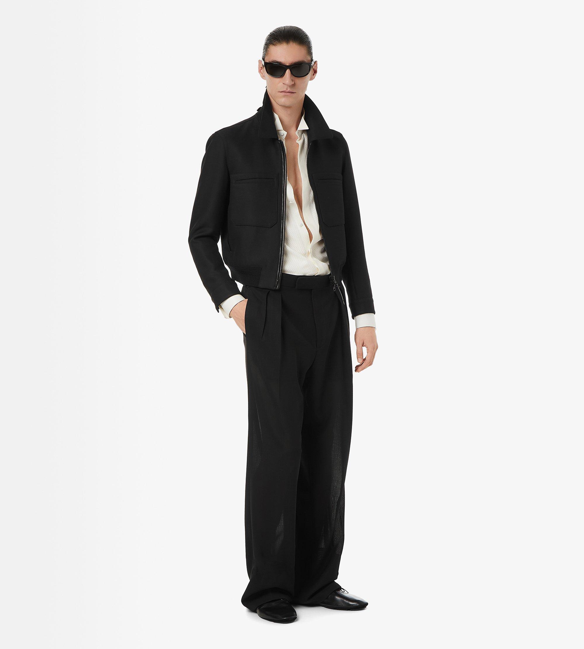 LACQUERED WOOL TRICOTINE BATTLE JACKET