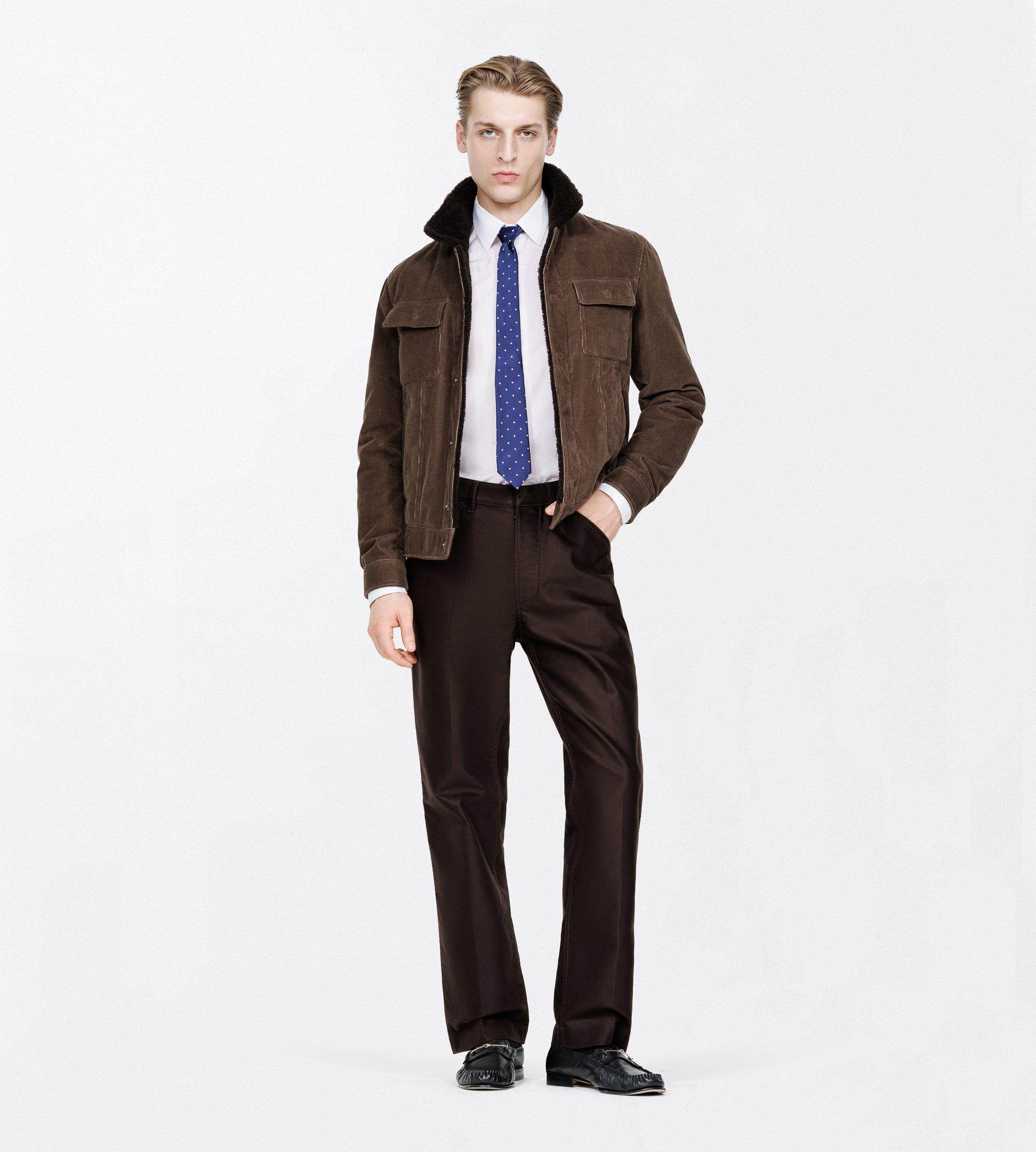 WALE CORD SHEARLING COLLAR TRUCKER JACKET