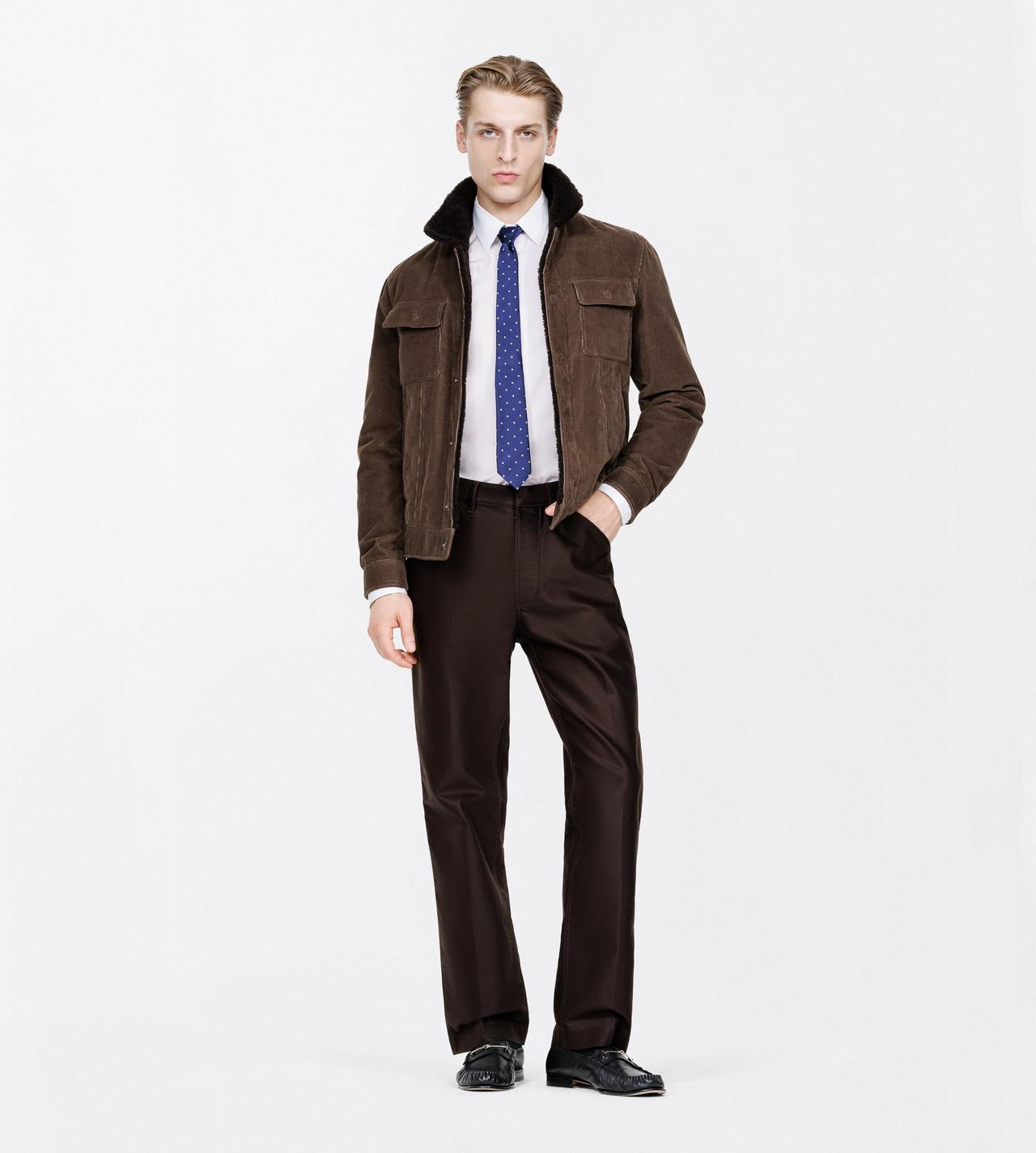 TOM FORD COTTON LIGHT BROWN WALE CORD SHEARLING COLLAR TRUCKER JACKET