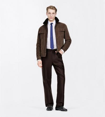 TOM FORD COTTON LIGHT BROWN WALE CORD SHEARLING COLLAR TRUCKER JACKET