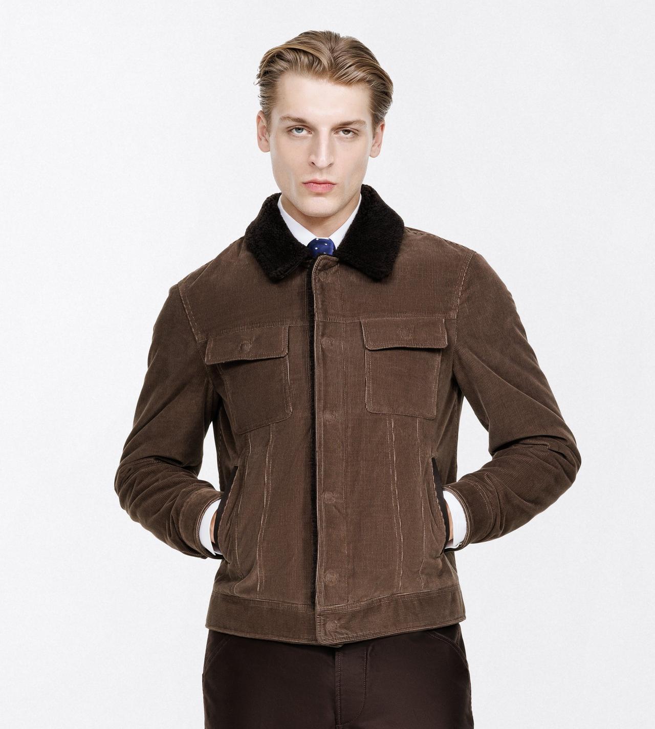 TOM FORD COTTON LIGHT BROWN WALE CORD SHEARLING COLLAR TRUCKER JACKET