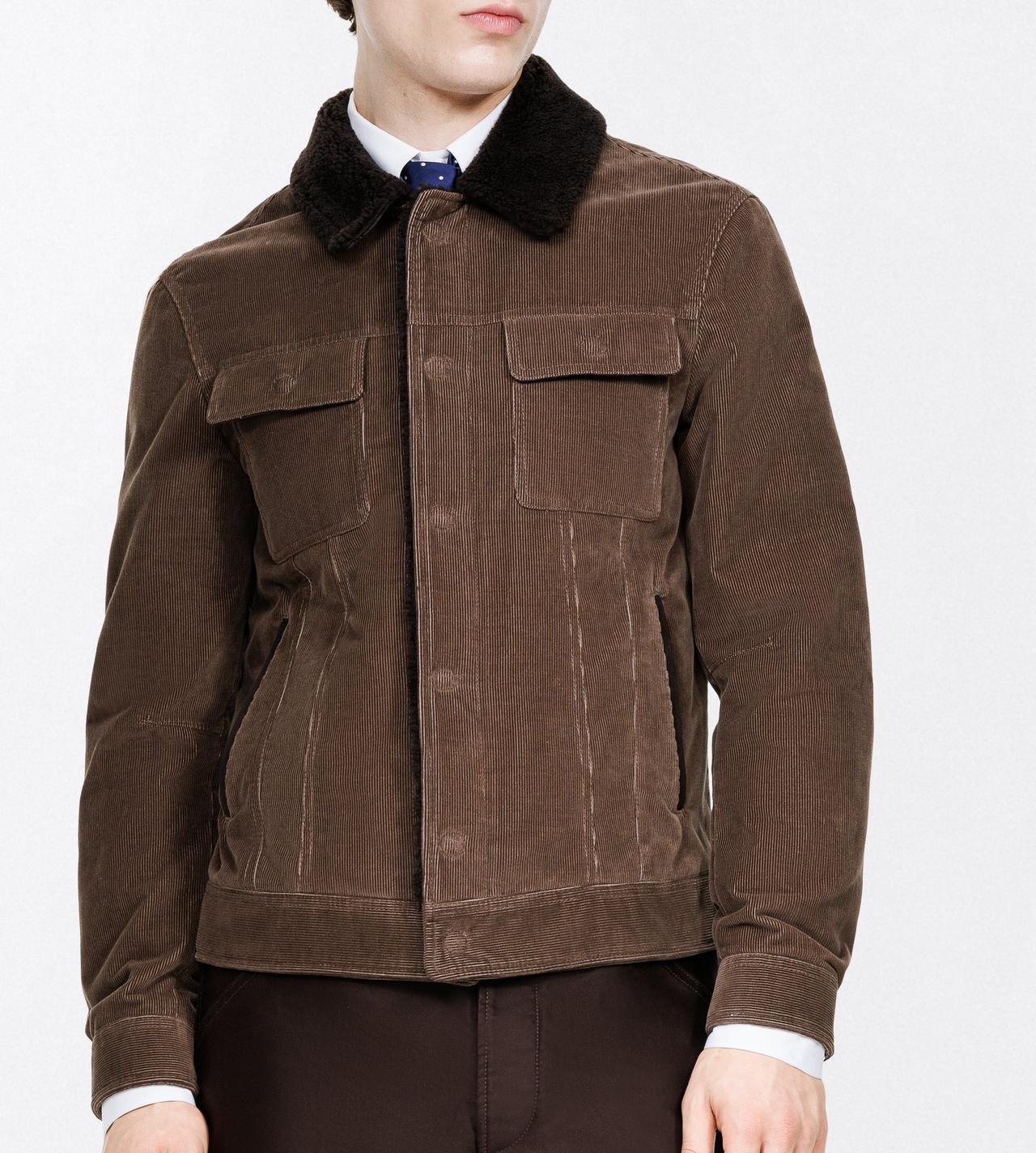 TOM FORD COTTON LIGHT BROWN WALE CORD SHEARLING COLLAR TRUCKER JACKET