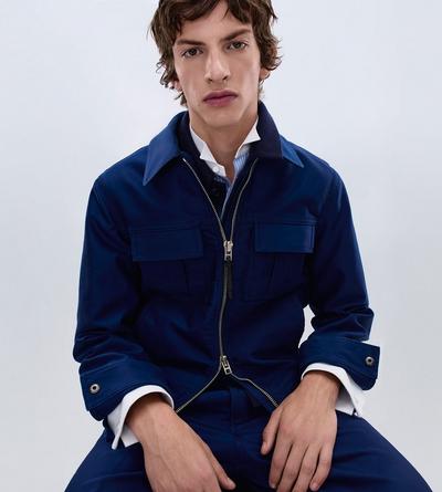 TOM FORD COTTON NAVY BLAZER COTTON SATIN BLOUSON