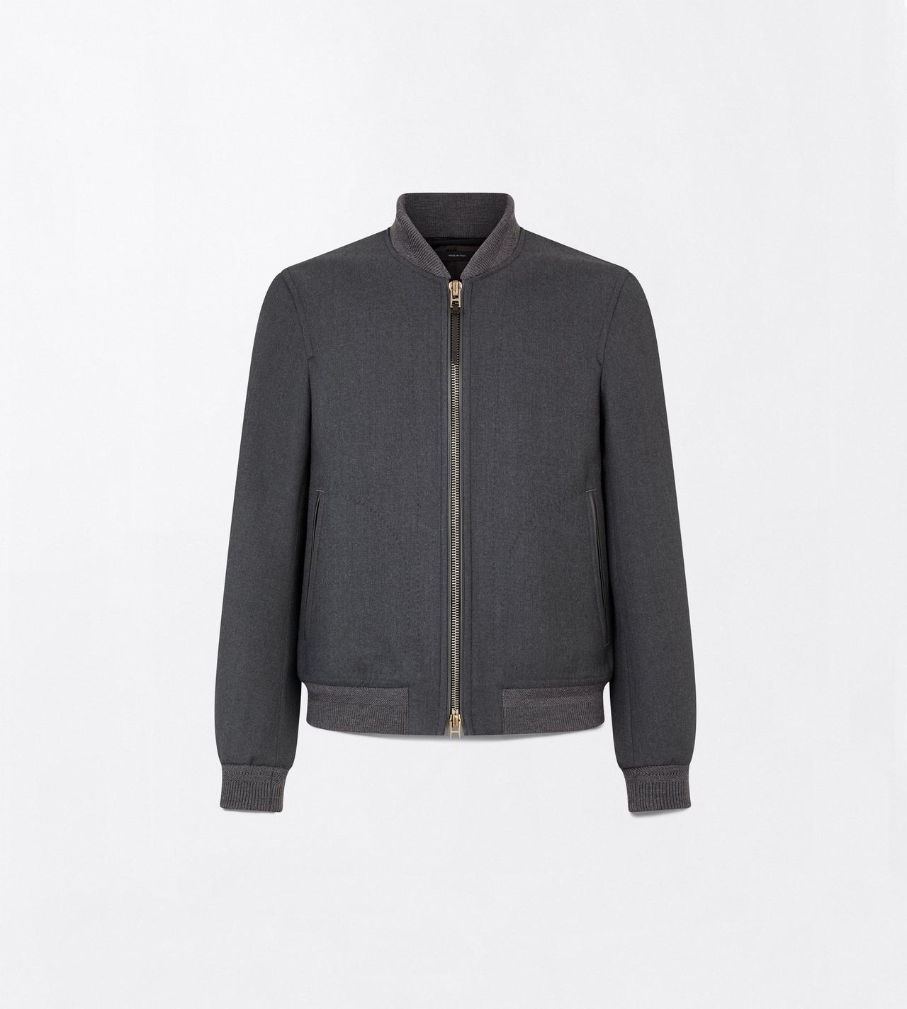 TOM FORD WOOL SILK BLEND GREY MELANGE BOMBERJACKE AUS DOPPELGEWEBE AUS LEICHTER WOLLE
