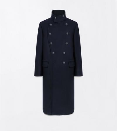 TOM FORD WOOL MIDNIGHT NAVY COMPACT TWILL FELT MILITARY COAT