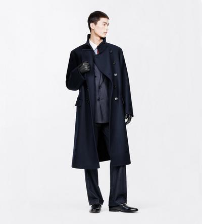TOM FORD WOOL MIDNIGHT NAVY COMPACT TWILL FELT MILITARY COAT