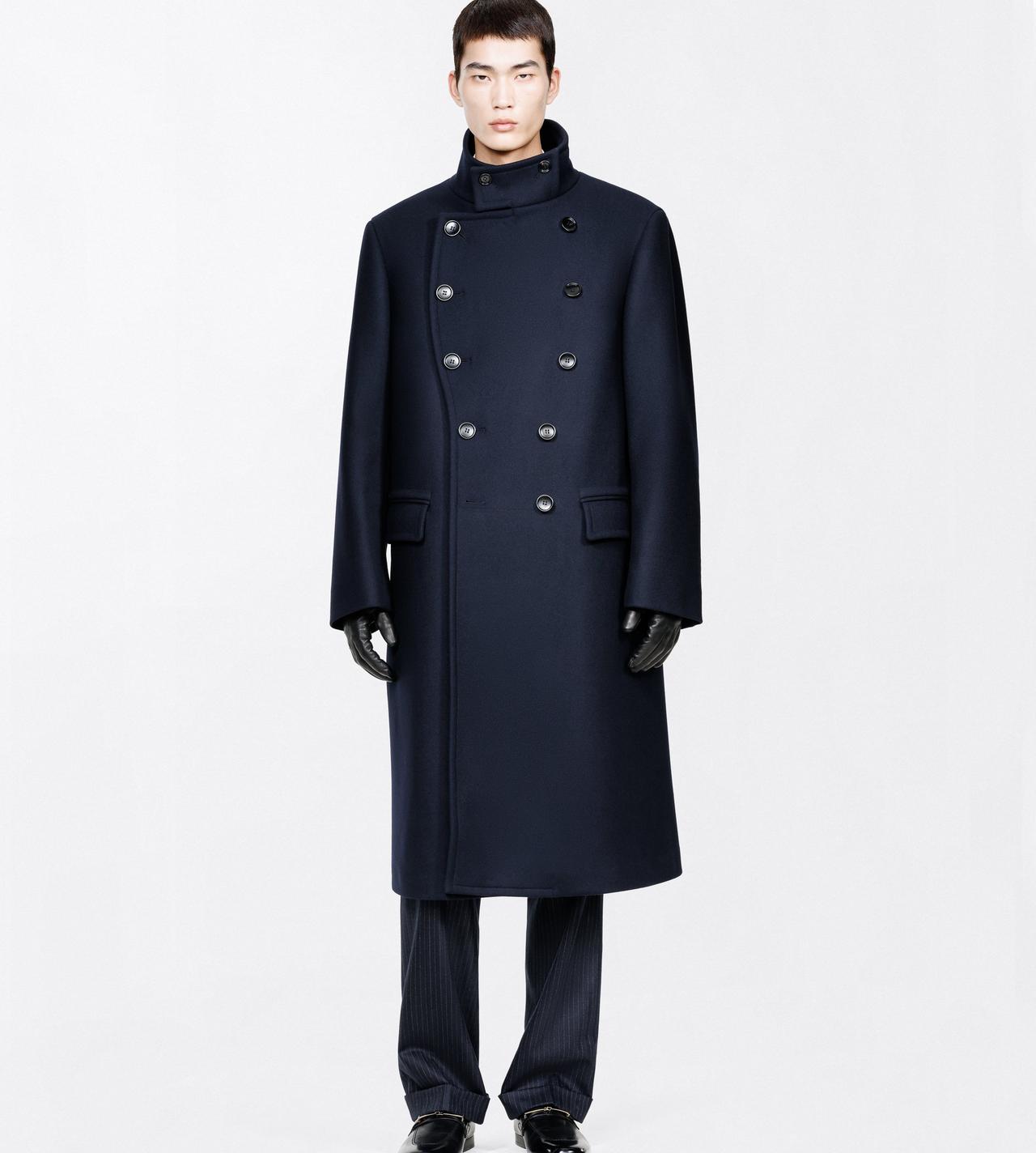 TOM FORD WOOL MIDNIGHT NAVY COMPACT TWILL FELT MILITARY COAT