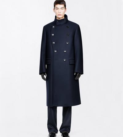 TOM FORD WOOL MIDNIGHT NAVY COMPACT TWILL FELT MILITARY COAT