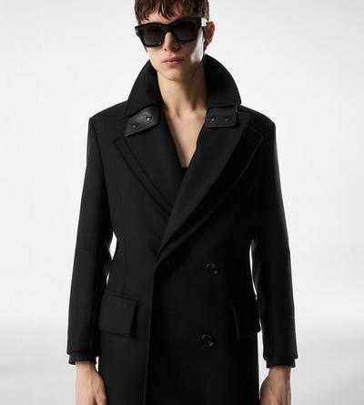 TWILL FELT BIKER COAT image number 1