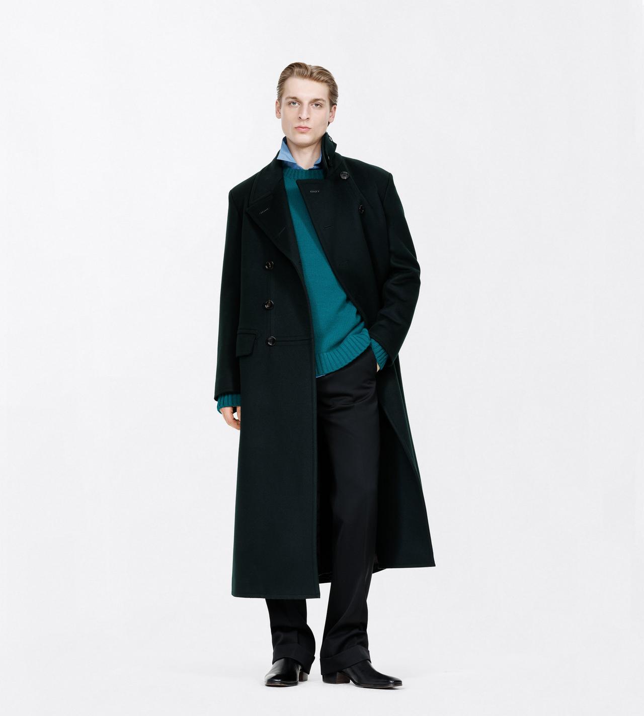 TOM FORD WOOL CASHMERE BLEND DARK FOREST CASHMERE OFFICER COAT&nbsp;