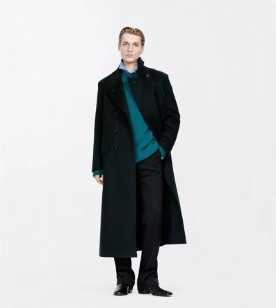 TOM FORD WOOL CASHMERE BLEND DARK FOREST CASHMERE OFFICER COAT&nbsp;