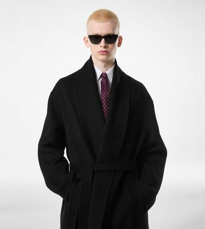 TOM FORD WOOL CASHMERE BLEND BLACK DOUBLE SPLITTABLE WOOL CASHMERE SHAWL COAT