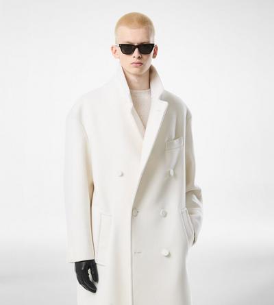 TOM FORD CASHMERE WHITE DOUBLE SPLITTABLE CASHMERE OVERCOAT