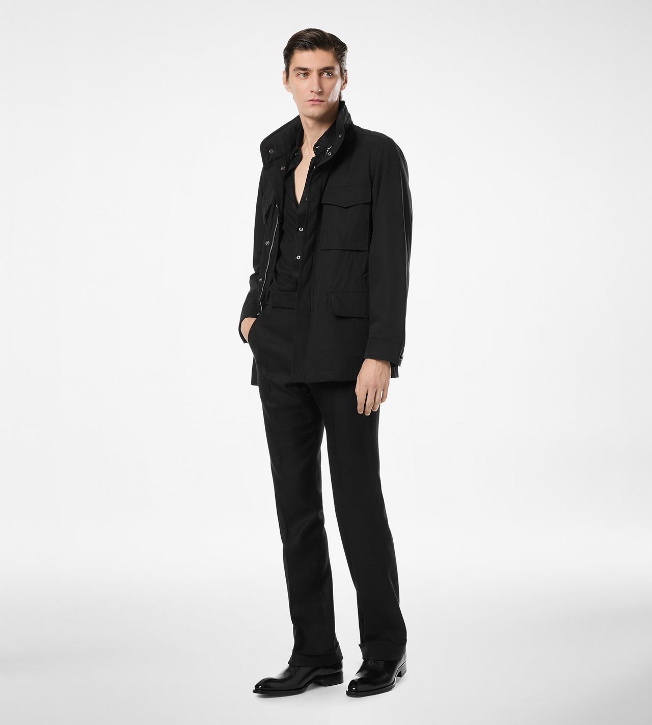 TOM FORD COTTON SILK BLEND BLACK COTTON SILK REPS FIELD JACKET