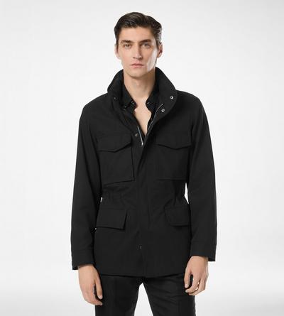TOM FORD COTTON SILK BLEND BLACK COTTON SILK REPS FIELD JACKET