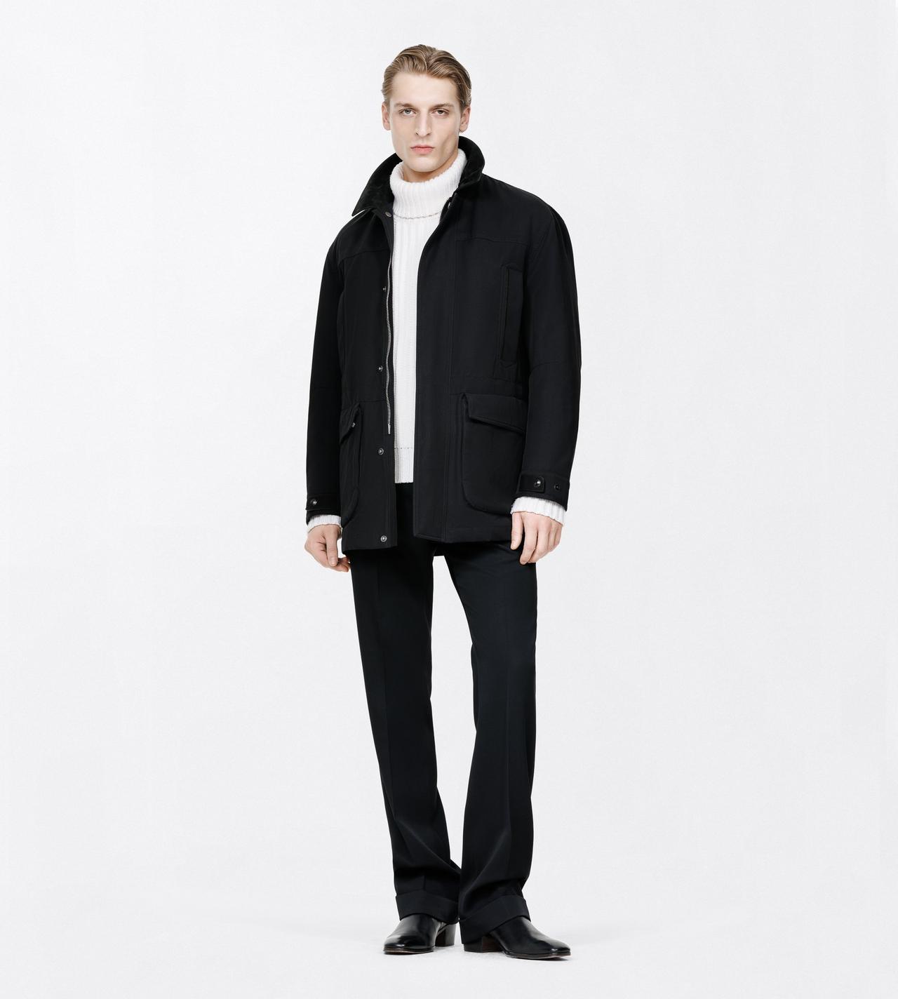 TOM FORD COTTON VISCOSE BLEND BLACK TWILL COLLAR FIELD JACKET