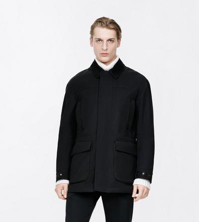 TOM FORD COTTON VISCOSE BLEND BLACK TWILL COLLAR FIELD JACKET