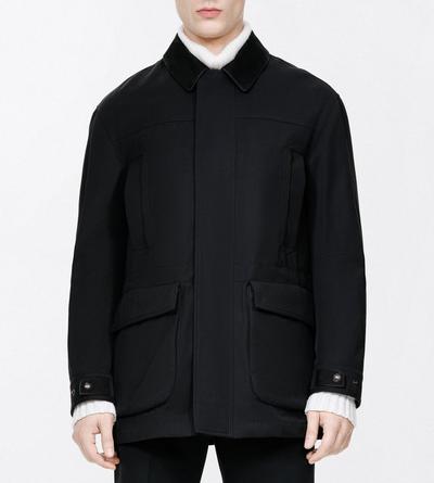 TOM FORD COTTON VISCOSE BLEND BLACK TWILL COLLAR FIELD JACKET