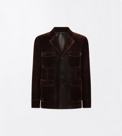 TOM FORD COTTON VISCOSE BLEND BROWN MULTICOLOR FLOCKED FOUR POCKET JACKET