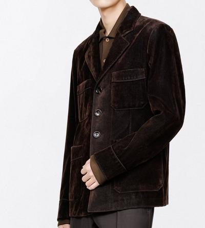 TOM FORD COTTON VISCOSE BLEND BROWN MULTICOLOR FLOCKED FOUR POCKET JACKET