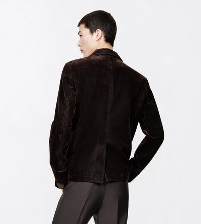 TOM FORD COTTON VISCOSE BLEND BROWN MULTICOLOR FLOCKED FOUR POCKET JACKET