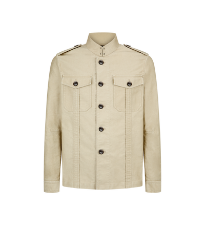 COTTON SATIN STAND COLLAR OUTERSHIRT image number 0