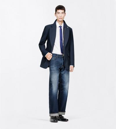 TOM FORD VISCOSE COTTON BLEND NAVY TWILL SARTORIAL BLAZER WITH ZIP