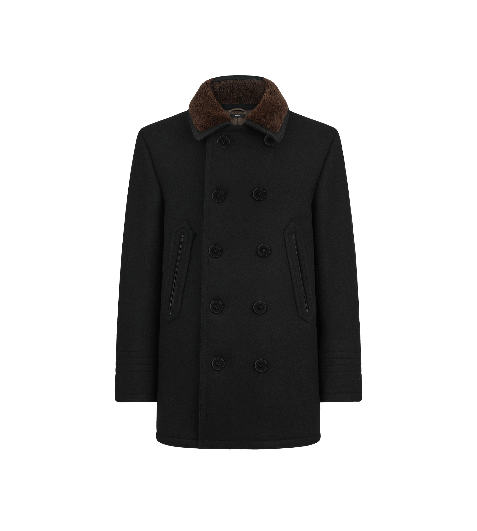 MELTON WOOL SHEARLING PEACOAT