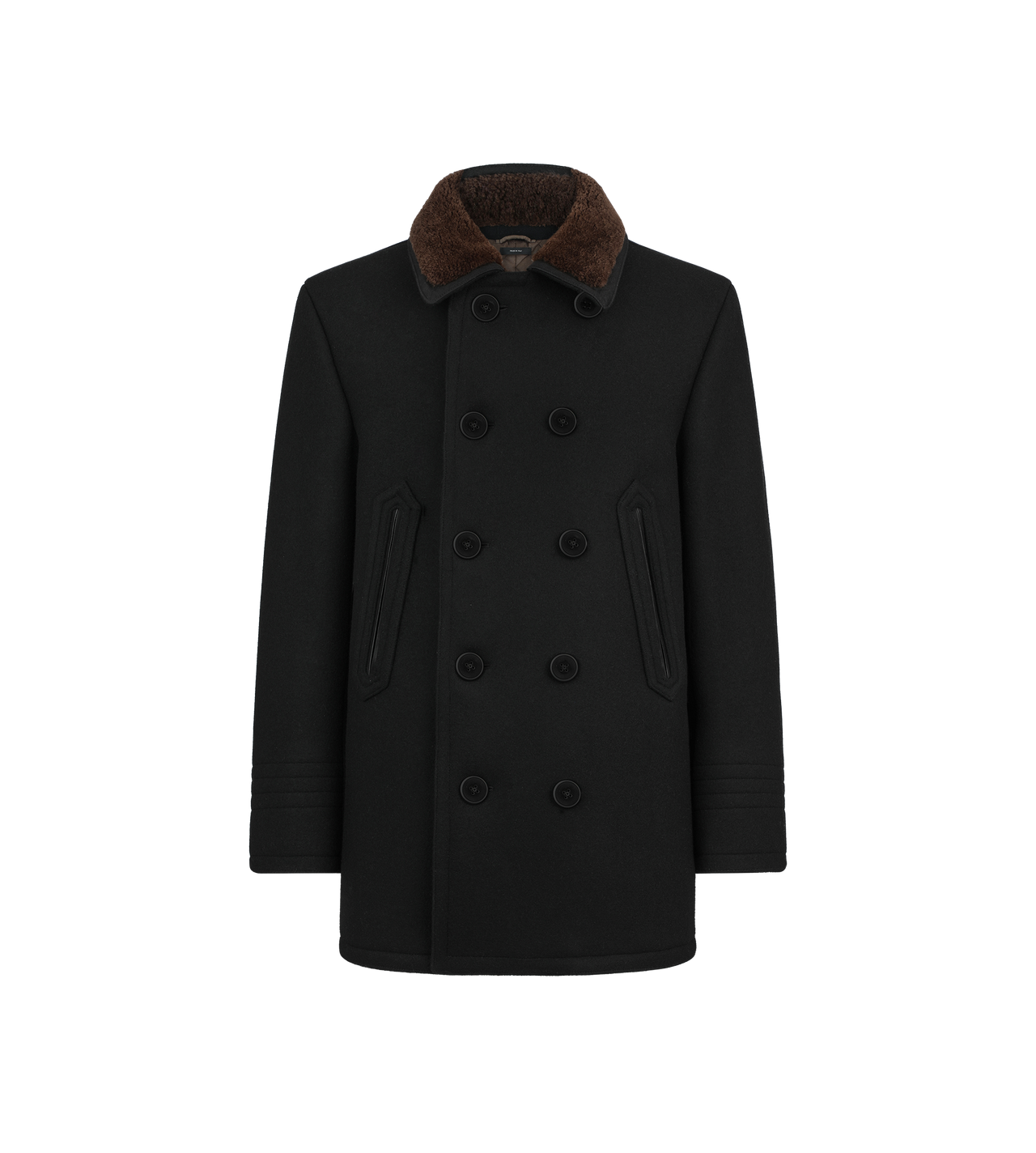 MELTON WOOL SHEARLING PEACOAT image number 0
