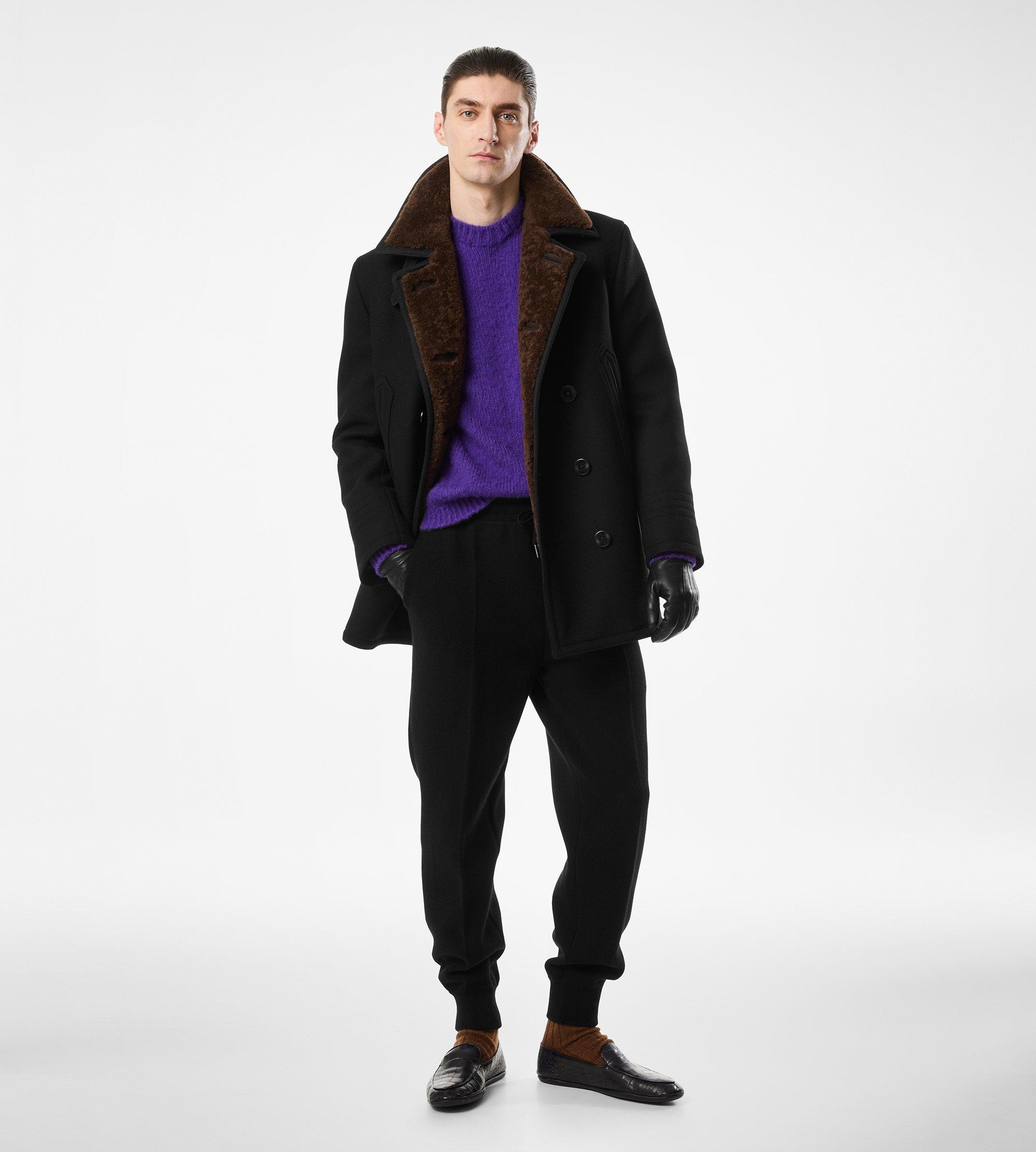 MELTON WOOL SHEARLING PEACOAT