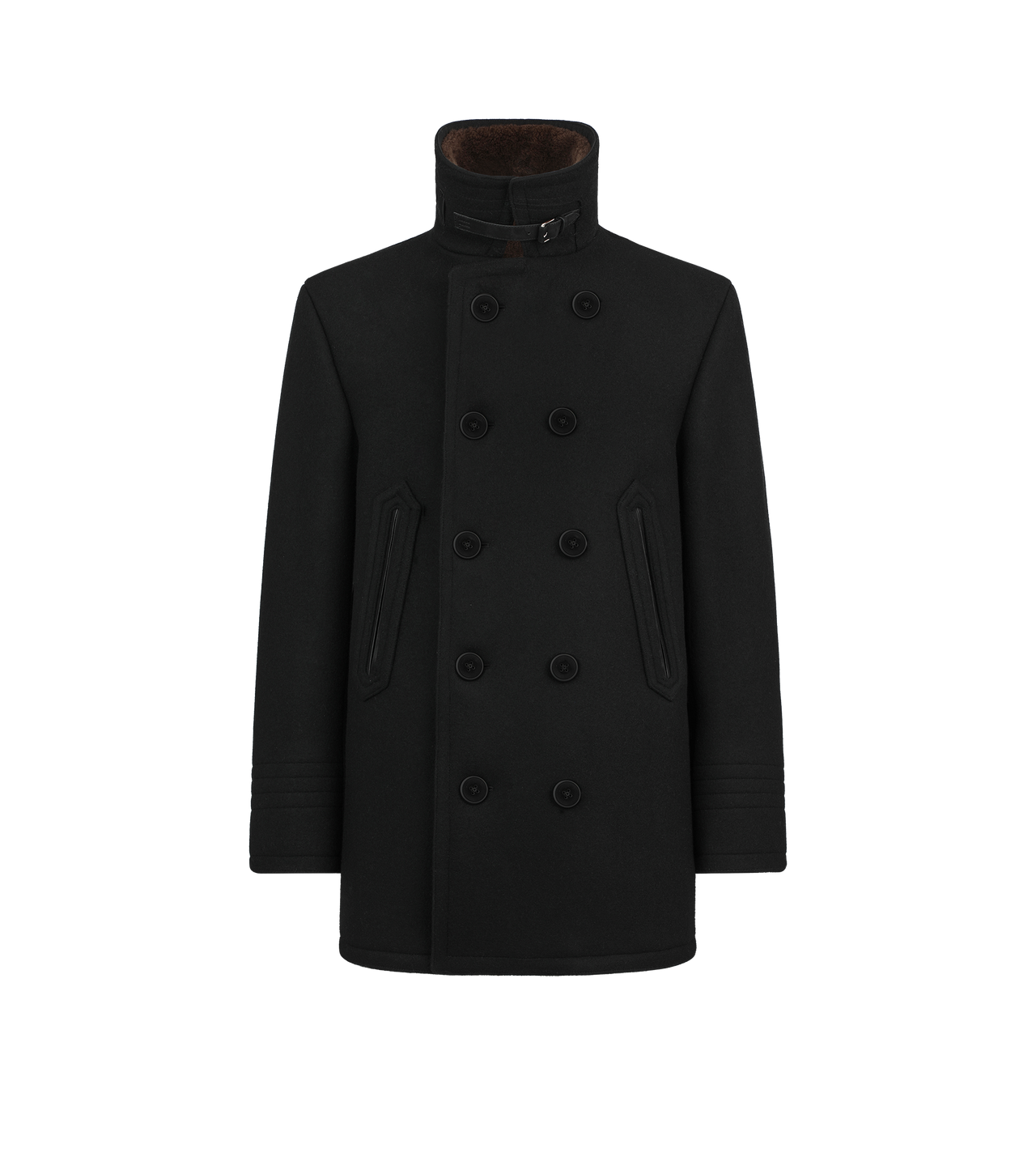 MELTON WOOL SHEARLING PEACOAT image number 1