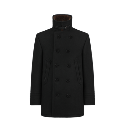 MELTON WOOL SHEARLING PEACOAT image number 1