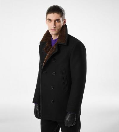 MELTON WOOL SHEARLING PEACOAT image number 2