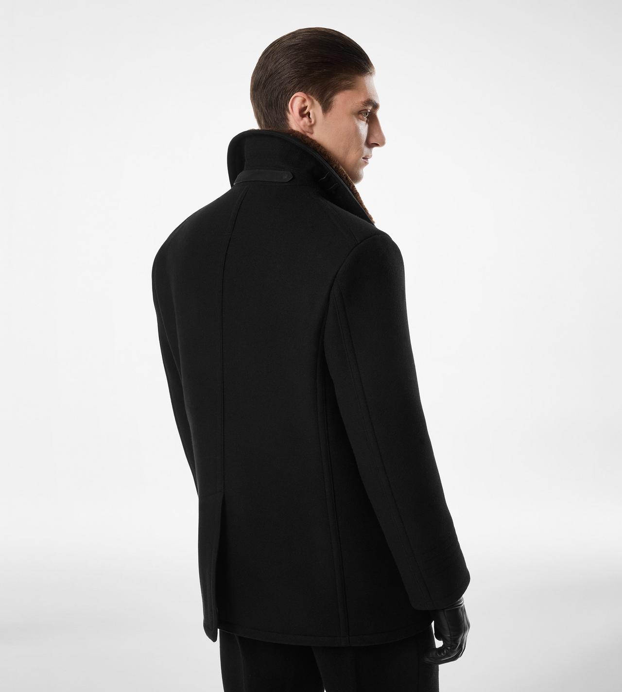 MELTON WOOL SHEARLING PEACOAT image number 3