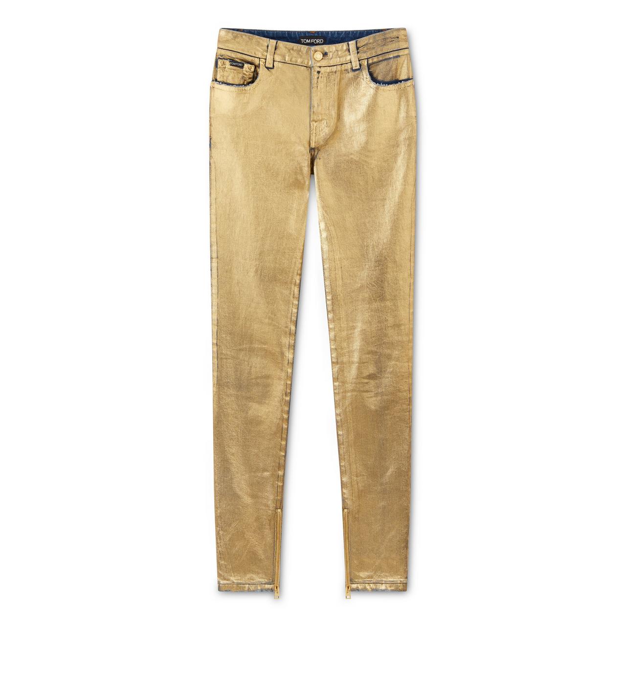 COATED DENIM SKINNY PANTS image number 0