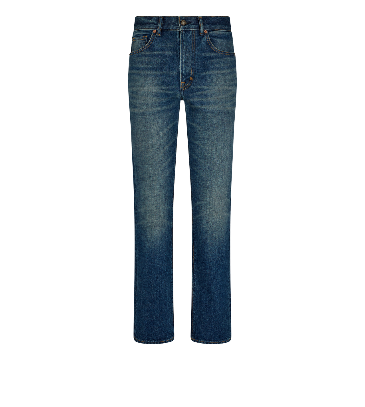 STONE WASHED DENIM STRAIGHT FIT JEANS image number 0