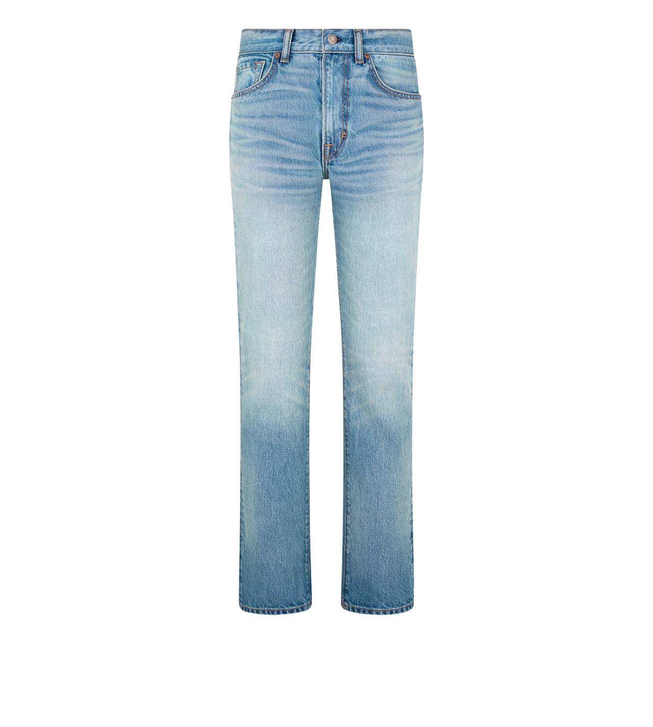 STONE WASHED DENIM STRAIGHT FIT PANTS image number 0