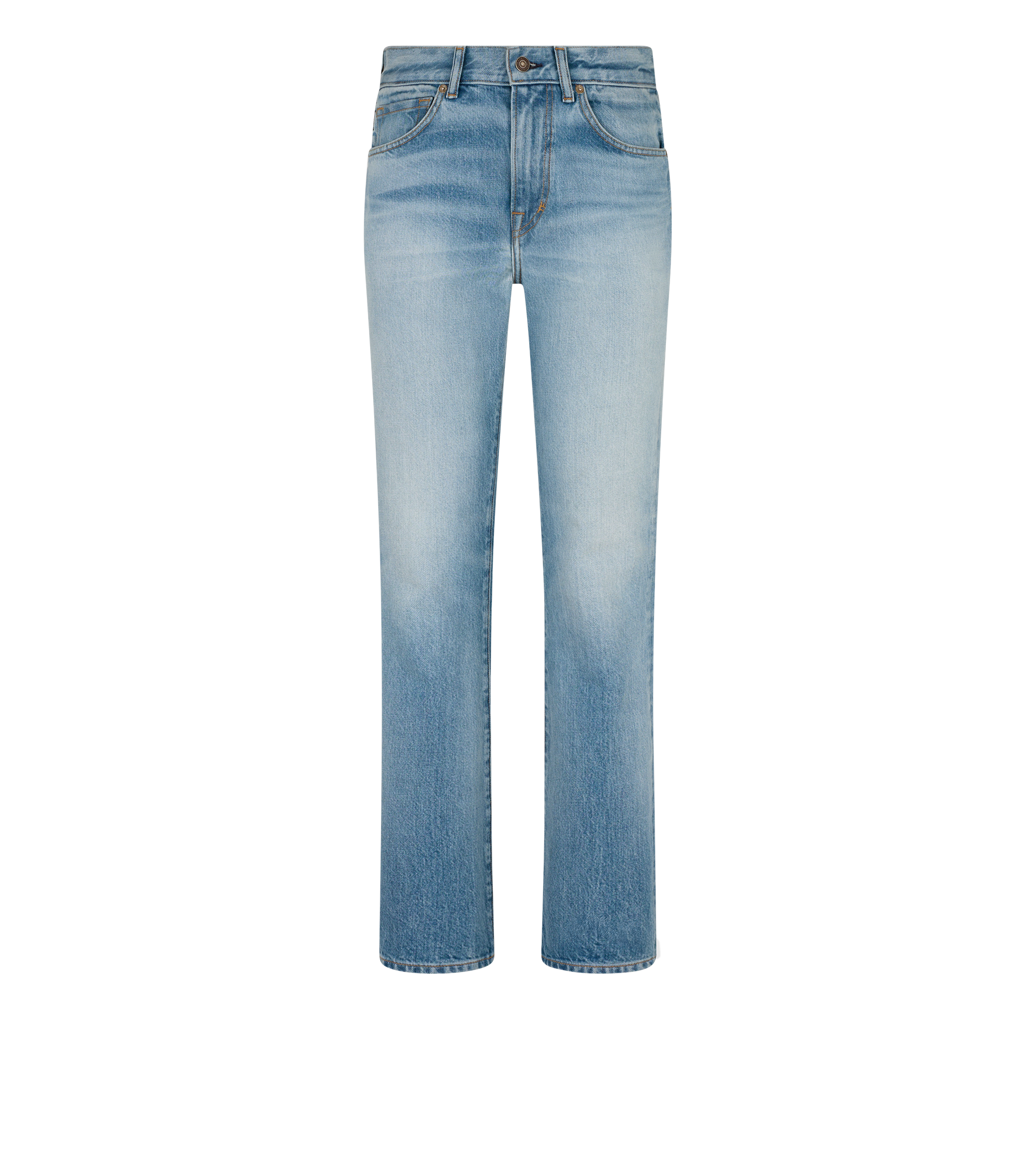 STONE WASHED DENIM STRAIGHT FIT PANTS